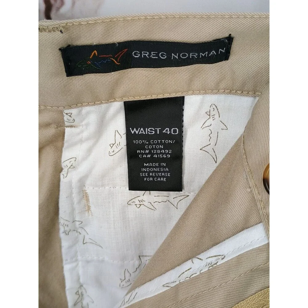 Greg Norman Mens‎ 40 Tan Performance Shorts outdoor flat front